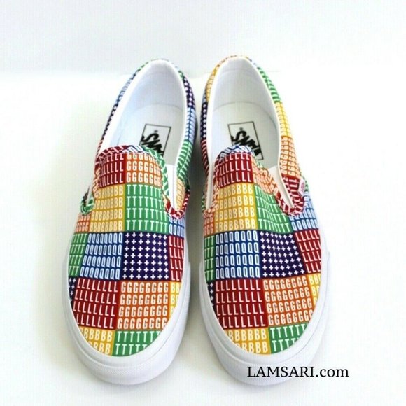 Vans Classic Slip-On Rainbow Pride Canvas Shoes Size Men 10 - Picture 3 of 5